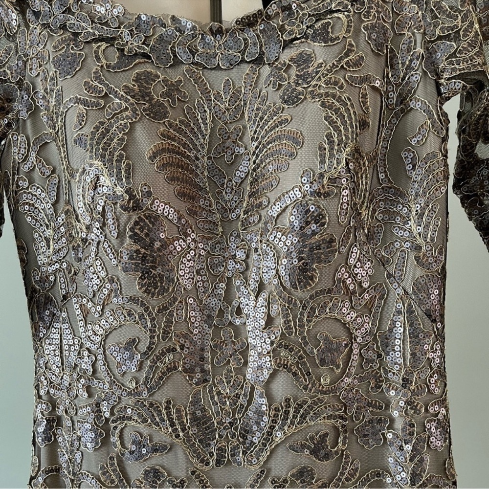 Tadashi Shoji Jemison Sequin Embroidered Gown, Size 8. - Picture 5 of 14